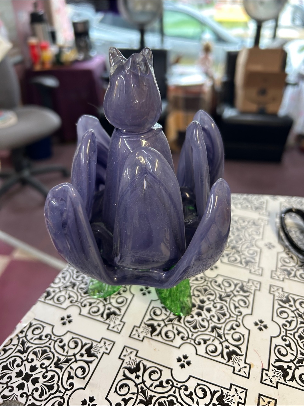 Lavender Glass Cat Bloom Accent Vase - Decorative Home Accent fruit flies. Trap